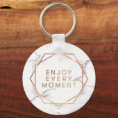 Genießen Sie jeden Moment Rose Gold Marmor Schlüss Schlüsselanhänger (Vorderseite)