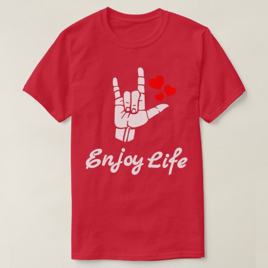GENIESSEN SIE LIFE ASL Sign Language Design T-Shirt (Design vorne)