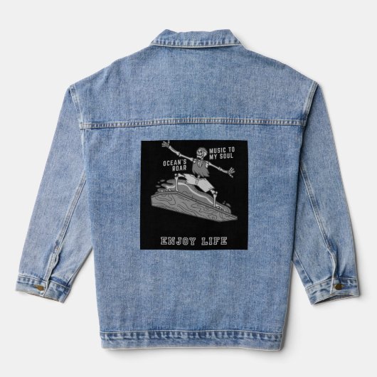 Genießen Sie Life Skull Design Denim Jacket - Einz Jeansjacke (Rückseite)