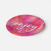 Genießen Sie Party Platte Rosa Aquarell handschrif Pappteller (Schrägansicht)