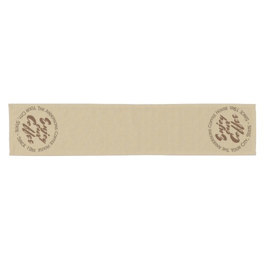 "Genießen Sie unser Kaffee-" Zuhause oder Geschäft Kurzer Tischläufer (Horizontal)