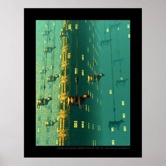 Génisses dans la brume - Färsen im Nebel Poster (Vorne)