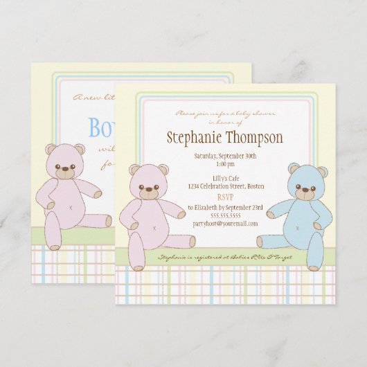 Genitalüberfall Teddy Bears Kinderdusche Einladung (Vorne/Hinten)