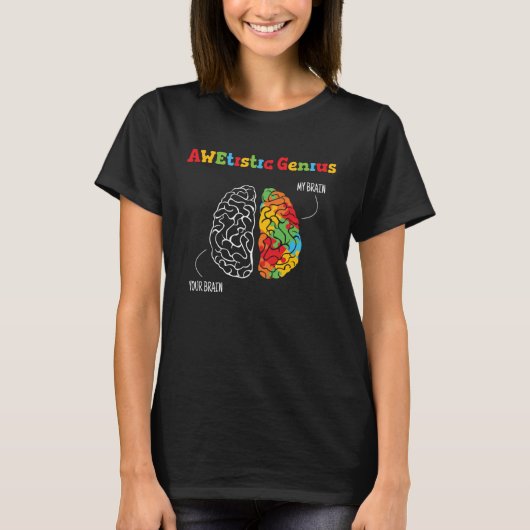 Genius Brain Colorful Advocate Autism Awareness T-Shirt (Vorderseite)