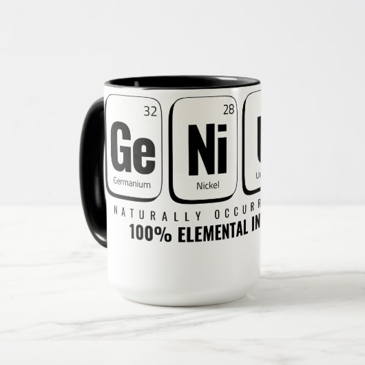 GENiUS Periodic Table - Funny Science Design Tasse (Vorderseite Links)