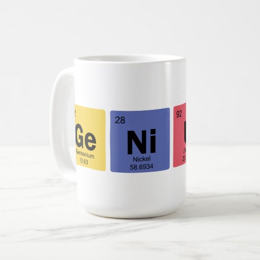 GENIUS | Periodische Tabelle der Elemente-Symbole Kaffeetasse (Vorderseite Links)