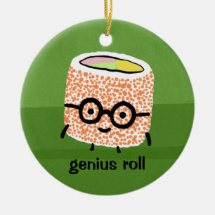 Genius Roll Sushi Roll mit Brille Niedlich Geek Keramikornament