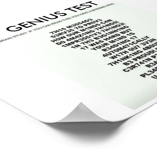 Genius Test Poster mit Text, um Ihren Geist zu tes (Ecke)