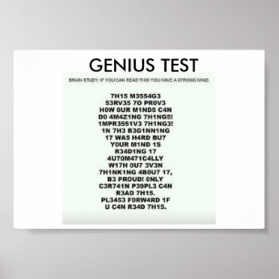 Genius Test Poster mit Text, um Ihren Geist zu tes