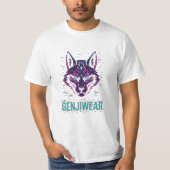 Genjiwear Cyber Kitsune – Neon Fox Spirit Glitch T T-Shirt (Vorderseite)