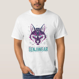 Genjiwear Cyber Kitsune – Neon Fuchs Geist Glitch T-Shirt