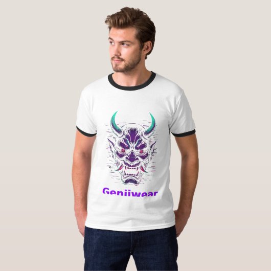 Genjiwear Cyber Oni Mask Tee – Futuristic Asian De (Vorne ganz)