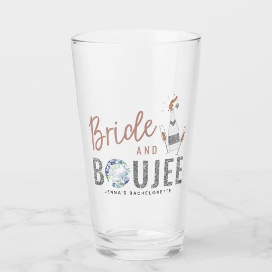 GENNA| Brie und Boujee Rose Gold Bachelorette Glas (Vorderseite)