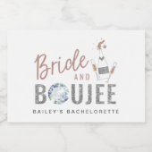 Genna - Rose Gold Silberner Glitzer Bride & Boujee Schaumweinetikett (Einzelnes Label)