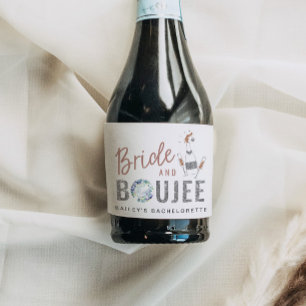 Genna - Rose Gold Silberner Glitzer Bride & Boujee Schaumweinetikett