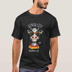 Genoa City WI USA Lustige Kuh Cartoon-Design T-Shirt