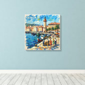 Genoa Hafen Leuchtturm Szene Leinwand Kunst (Insitu (Holzboden))