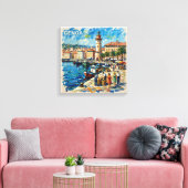 Genoa Hafen Leuchtturm Szene Leinwand Kunst (Insitu (Wohnzimmer))