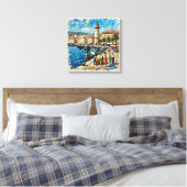Genoa Hafen Leuchtturm Szene Leinwand Kunst (Insitu (Schlafzimmer))