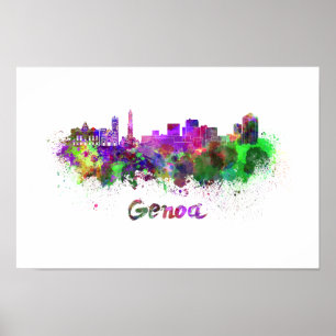 Genoa skyline im Watercolor Poster