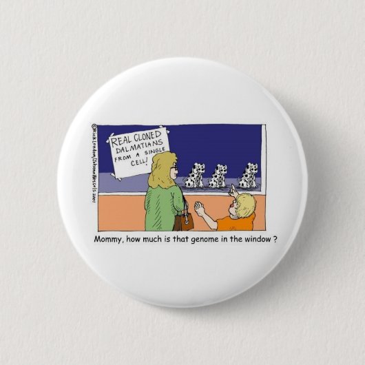 Genom in Window Funny Dalmatiner Geschenke & T-Shi Button (Vorderseite)