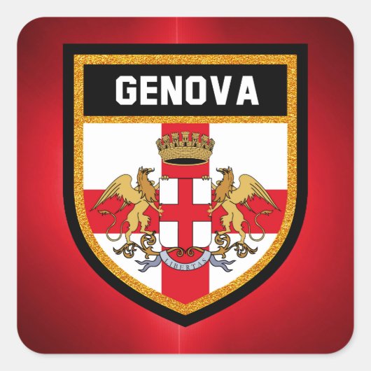 Genova Flag Quadratischer Aufkleber (Vorderseite)