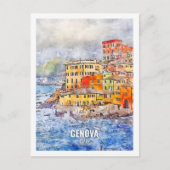 Genova Italien Berühmter Platz Watercolor Postkarte (Vorderseite)