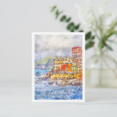 Genova Italien Reisemarkt Wasserfarbe Postkarte (Stehend Vorderseite)
