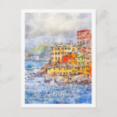Genova Italien Reisemarkt Wasserfarbe Postkarte (Vorderseite)