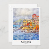 Genova Italien Reisen Wasserfarben Sketch Handgeze Postkarte (Vorne/Hinten)