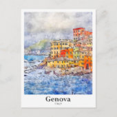 Genova Italien Reisen Wasserfarben Sketch Handgeze Postkarte (Vorderseite)