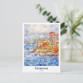 Genova Italien Reisen Wasserfarben Sketch Handgeze Postkarte (Stehend Vorderseite)