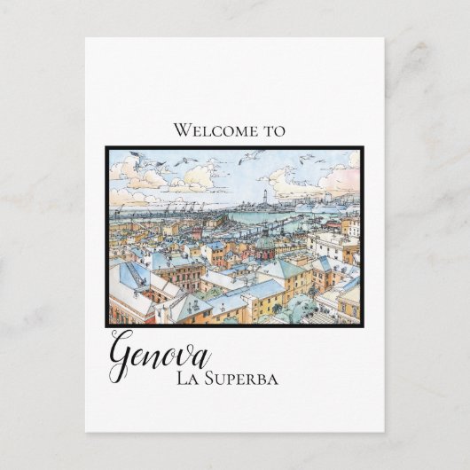 Genova la superba - Panoramaaufenthalt Postkarte (Vorderseite)