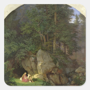 Genoveva in der hölzernen Reinigung, 1839-41 Quadratischer Aufkleber