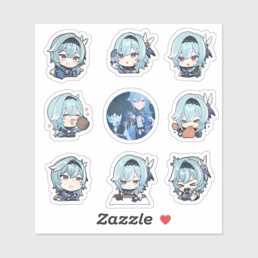 Genshin Impact Chibi Eula Stickers Aufkleber (Blatt)