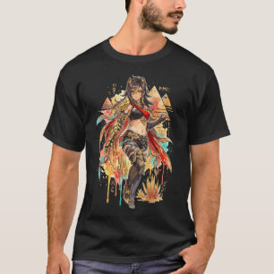 Genshin Impact Dehya Schwarz Rotes Outfit Vaporwav T-Shirt