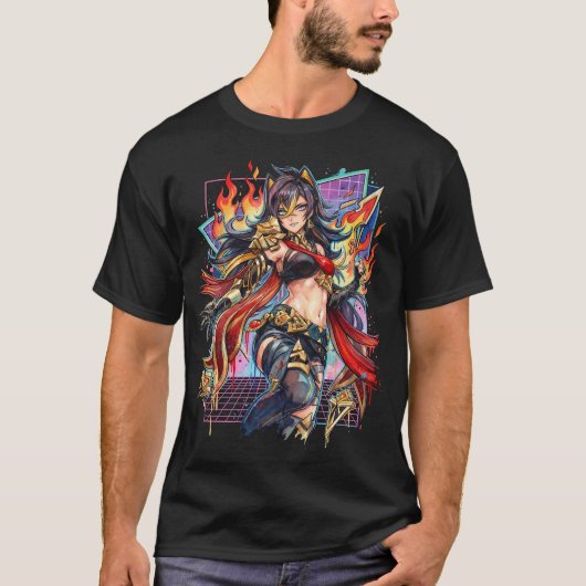 Genshin Impact Dehya Vaporwave-Ästhetik T-Shirt (Vorderseite)