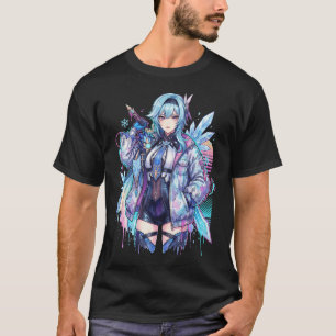 Genshin Impact Eula Vaporwave Ästhetik Neon Synth T-Shirt