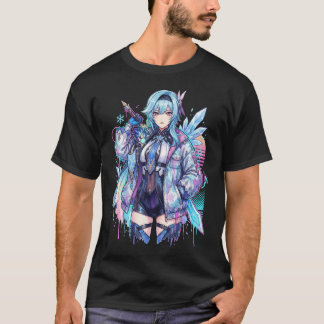 Genshin Impact Eula Vaporwave Ästhetik Neon Synth T-Shirt