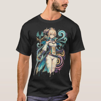 Genshin Impact Jean Gunnhildr Blonde Haare Graue A T-Shirt