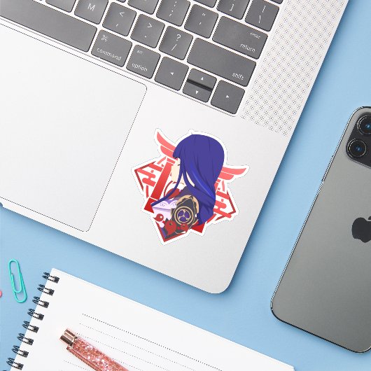 Genshin Impact Raiden Shogun Ei Aufkleber (Laptop mit iPhone)