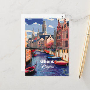 Gent Belgien Reise Kunst Postkarte, Belgien Reise Postkarte
