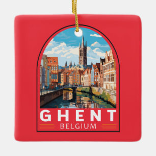 Gent Belgien Reise Kunst Vintage Keramikornament