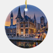 Gent, Belgien - Sonnenuntergang Keramik Ornament (Hinten)