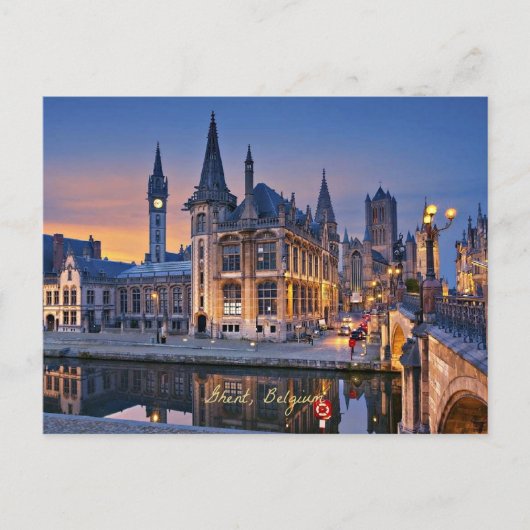 Gent, Belgien - Sonnenuntergang Postkarte (Vorderseite)