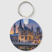 Gent, Belgien - Sonnenuntergang Schlüsselanhänger (Rückseite)