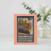 Gent, Belgien, Vintage Travel Poster Postkarte (Stehend Vorderseite)