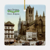 Gent, Belgien Weihnachtsgrüße Keramikornament (Rückseite)