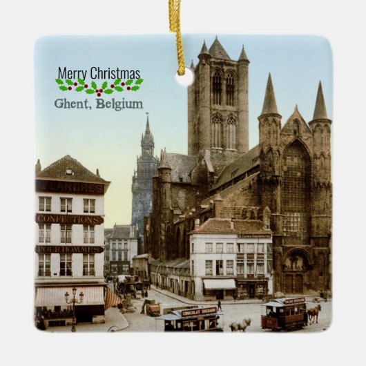Gent, Belgien Weihnachtsgrüße Keramikornament (Vorderseite)