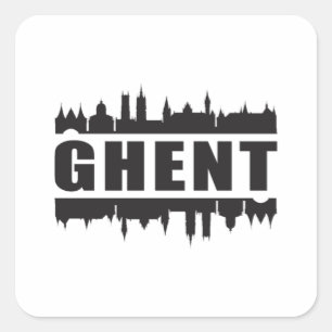 Gent Belgium City Skyline Cityscape Travel Geschen Quadratischer Aufkleber